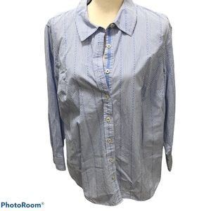 Talbots blue white button down blouse top Size 1X